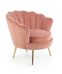 Designové křeslo AMORINITO — kov, látka, zlatá / růžová