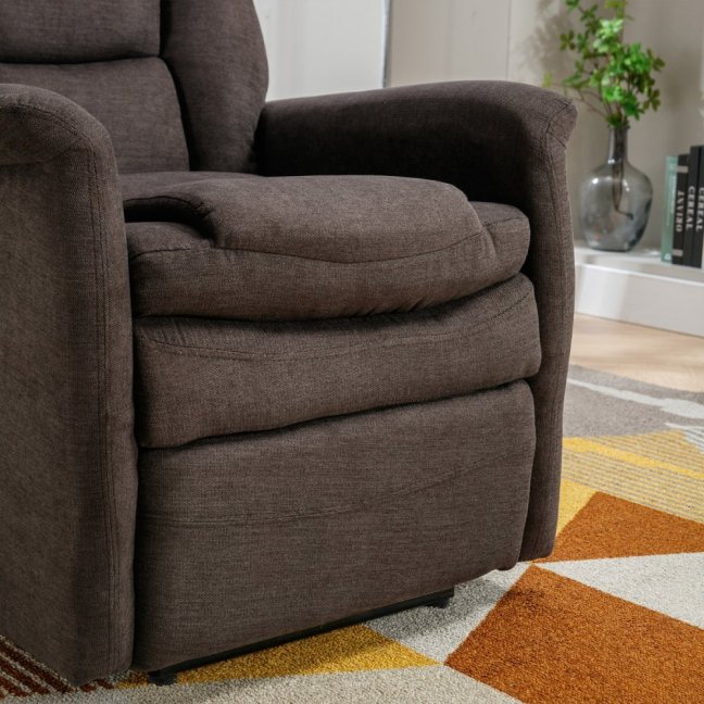 TV křeslo HUGO s elektrickým polohováním — látka, hnědá