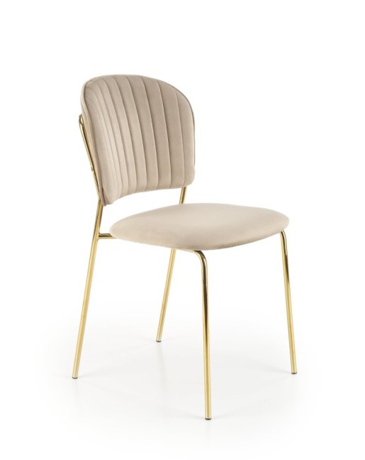 Jídelní židle TALIA — kov, samet, zlatá / béžová