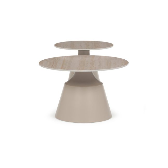 Set 2 konferenčních stolků NOEL I — kov, keramika, travertin / béžová