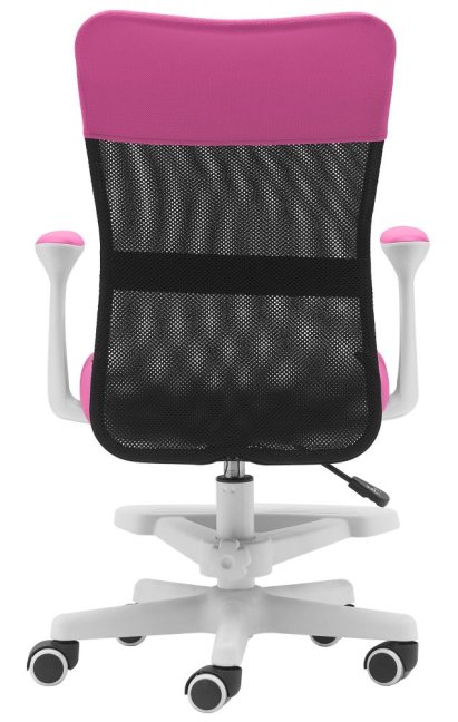 Dětská židle Neoseat MONKEY WHITE s podnoží — látka, bílá / tmavě růžová