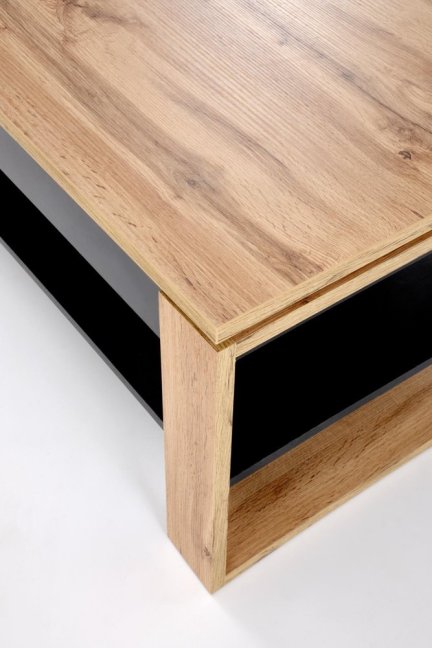 Konferenční stolek BETTY s úložným prostorem — 120x65x50 cm, černá / dekor dub artisan