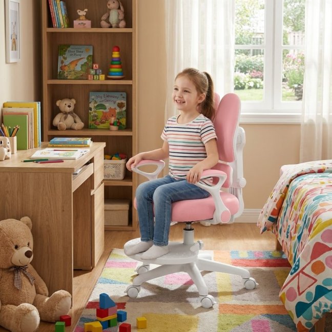 Dětská rostoucí židle Neoseat KIDDY TWO — látka, pratelný potah, růžová