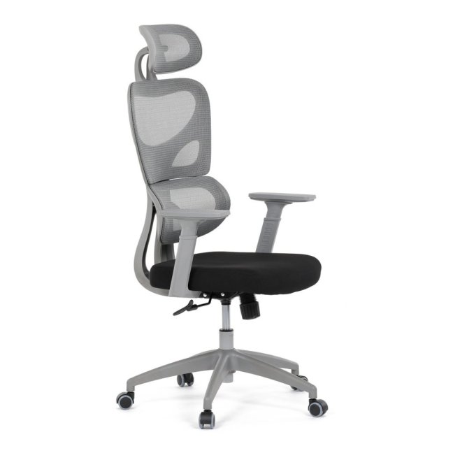 Kancelářská ergonomická židle GRANT II — síť, látka, šedá