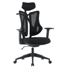 Kancelářská  ergonomická  židle MORA — síť / látka, černá