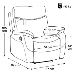 Relaxační polohovací TV křeslo NORBERT — látka, béžová, nosnost 150 kg
