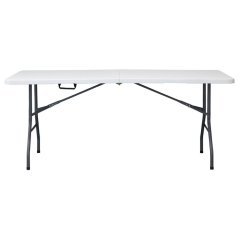 Zahradní skládací stůl AKITA II — 180x70 cm, kov, plast, černá / bílá