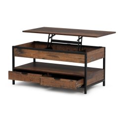 Konferenční stolek DIANA se zvedací deskou — 100x50x48 cm, kov, MDF, dekor staré dřevo