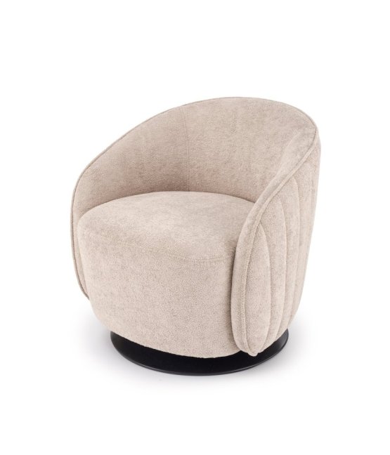 Designové otočné křeslo BASILIO — kov, látka, cappuccino