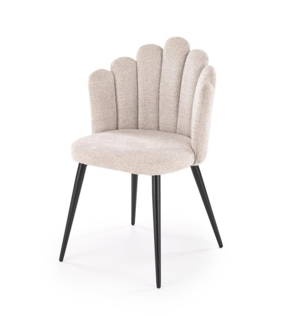 Jídelní židle FINA — kov, látka, béžová