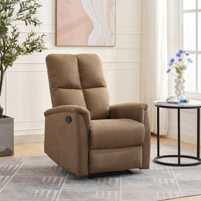 Relaxační polohovací TV křeslo ASTER — látka, hnědá