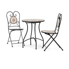 Zahradní set PROVENCE 1 + 2  — kov, kámen, mozaika, černá