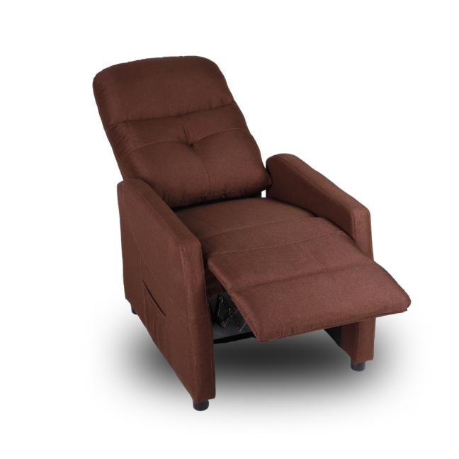 Relaxační polohovací TV křeslo MODO — látka, hnědá, nosnost 130 kg