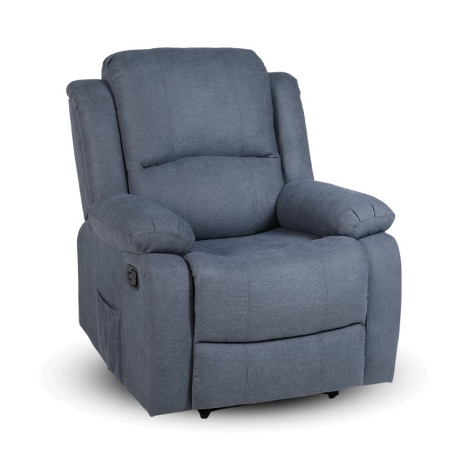 Relaxační polohovací TV křeslo DUVAL — látka, šedá, nosnost 130 kg