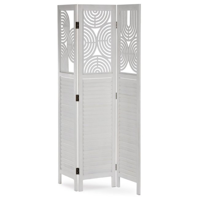 3dílný paravan AKIKO — dřevo, bílá