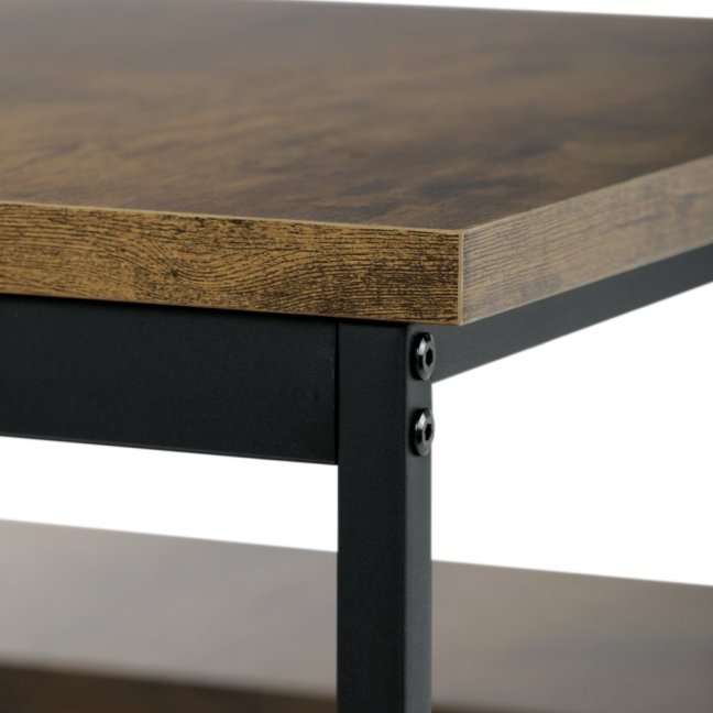 Jídelní set BONDIVAL — 2+1, kov, MDF, černá / dekor staré dřevo