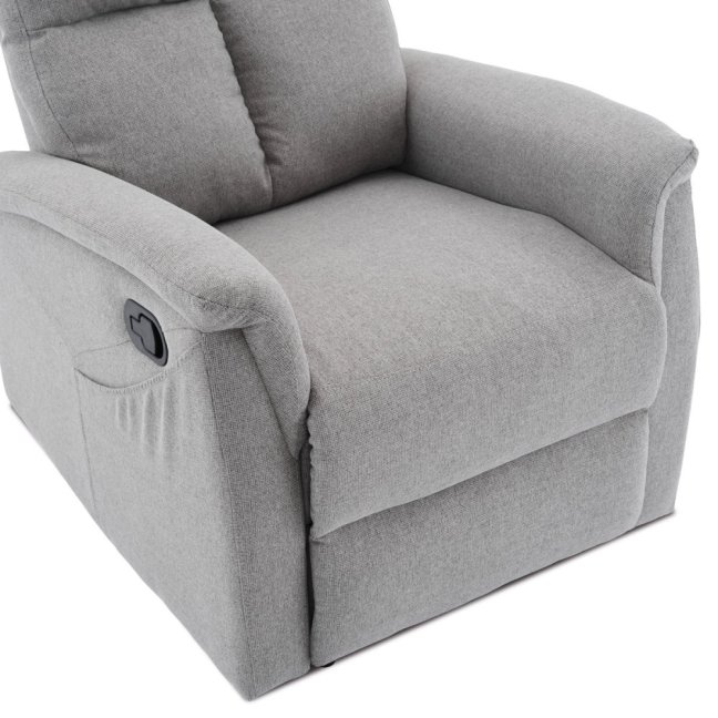 Relaxační polohovací TV křeslo ASTER — látka, světle šedá
