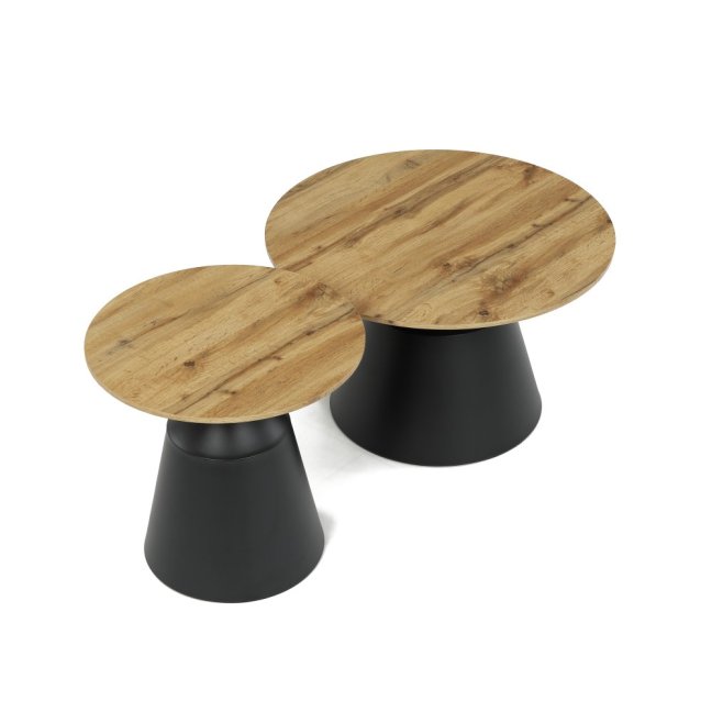 Set 2 konferenčních stolků NOEL I — kov, MDF, dub artisan / černá