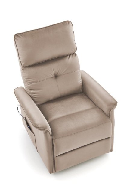 TV křeslo SEMIR II s elektrickým polohováním a masáží — látka, béžová