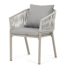 Zahradní křeslo s polštáři VIKA— kov, textil, krémová