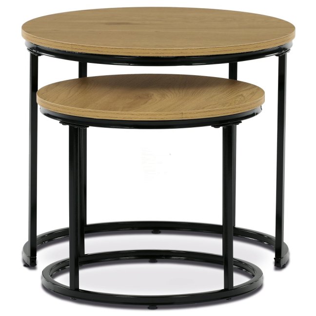 Set 2 konferenčních stolků XANDER — kov, MDF, černá / dekor divoký dub