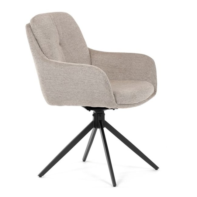 Jídelní otočné křeslo PAMELA — kov, látka, lanýžová