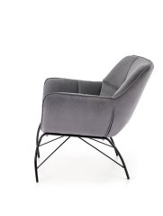 Designové křeslo BELTON — kov, látka, šedá