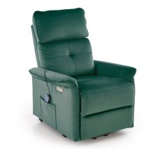 TV křeslo SEMIR II s elektrickým polohováním a masáží — látka, zelená
