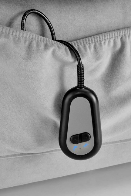 Relaxační křeslo HORTON s elektrickým polohováním — látka, šedá