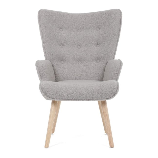 Relaxační křeslo ušák ROMEO — masiv, látka, přírodní / šedá