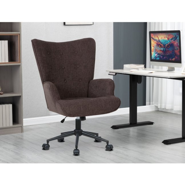 Kancelářské křeslo ušák GIBSON — látka, hnědá