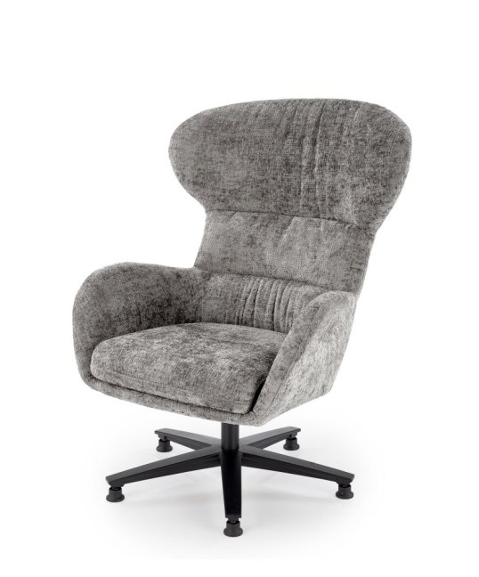 Otočné relaxační křeslo ušák FRANCO — kov, látka, šedá