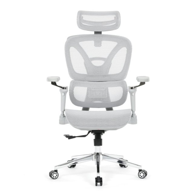 Kancelářská ergonomická židle PORTE — síťovina, šedá