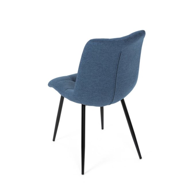 Jídelní židle DAEMON — kov, látka, černá / modrá