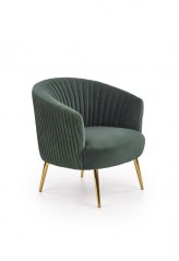 Relaxační křeslo CROWN — kov, látka, zlatá / zelená