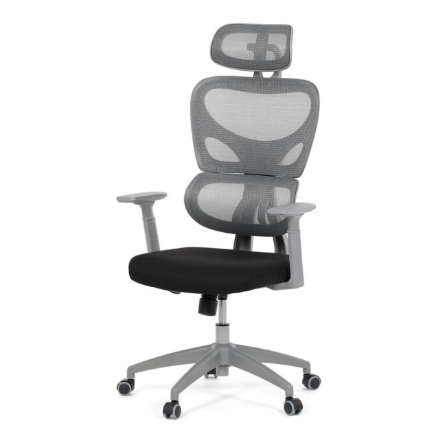 Kancelářská ergonomická židle GRANT II — síť, látka, šedá
