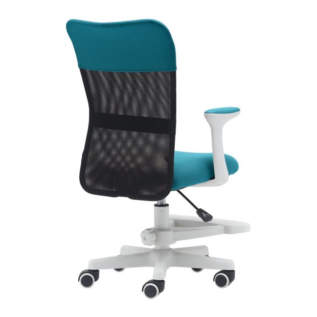 Dětská židle Neoseat MONKEY WHITE s podnoží — látka, bílá / tyrkysová