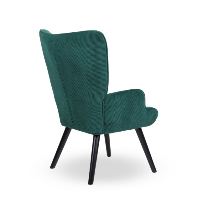 Křeslo ušák CORDU + taburet — masiv, manšestr, černá / zelená