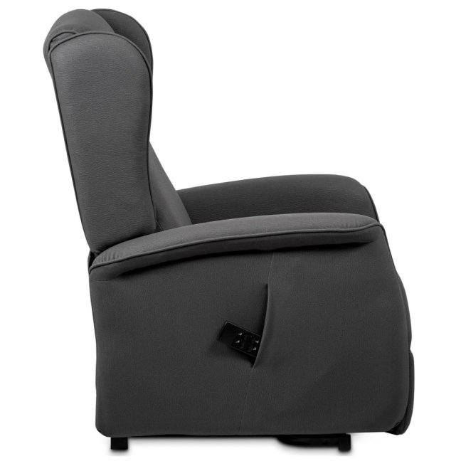 Relaxační křeslo ušák TELMAR s elektrickým polohováním — 2 motory, látka, šedá