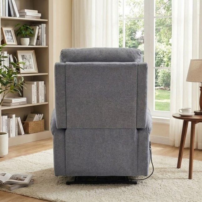 TV křeslo VELORA PLUS s elektrickým polohováním — látka, šedá, nosnost 130 kg