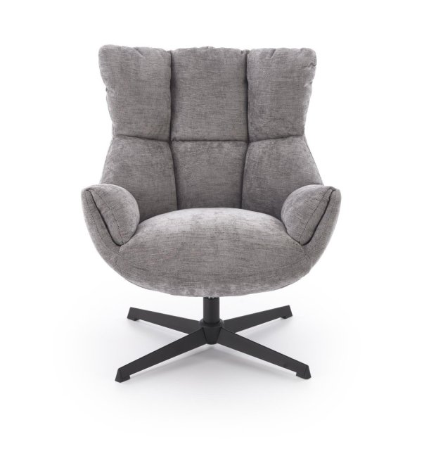 Relaxační otočné křeslo ARANAKA — kov, látka, šedá