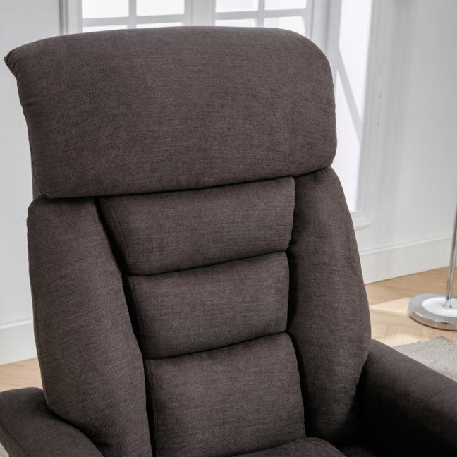 TV křeslo HUGO s elektrickým polohováním — látka, hnědá