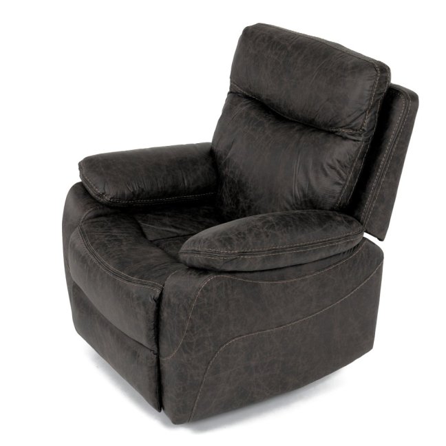 Relaxační křeslo BENNY s elektrickým polohováním — látka, tmavě hnědá
