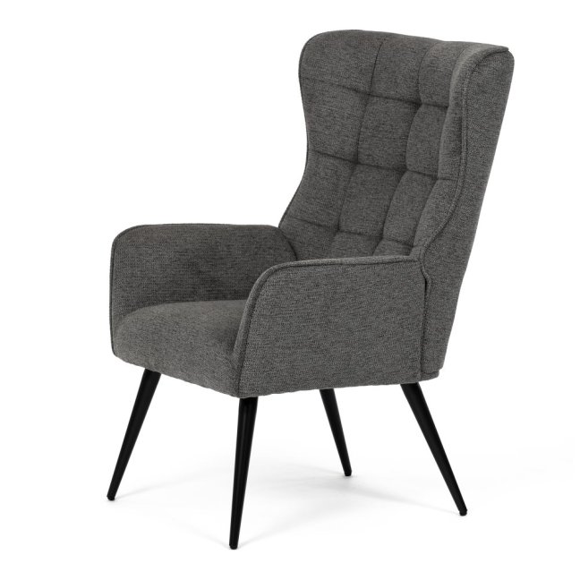 Relaxační křeslo ušák LOYD — látka, černá / šedá