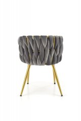 Designové jídelní křeslo MANDY — kov, látka, zlatá / šedá