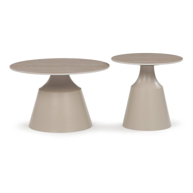 Set 2 konferenčních stolků NOEL I — kov, keramika, travertin / béžová