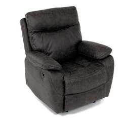 Relaxační křeslo BENNY s elektrickým polohováním — látka, tmavě hnědá