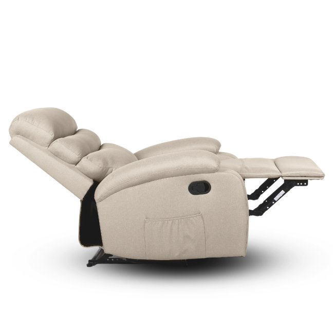 Relaxační polohovací TV křeslo VELORA — látka, béžová, nosnost 130 kg