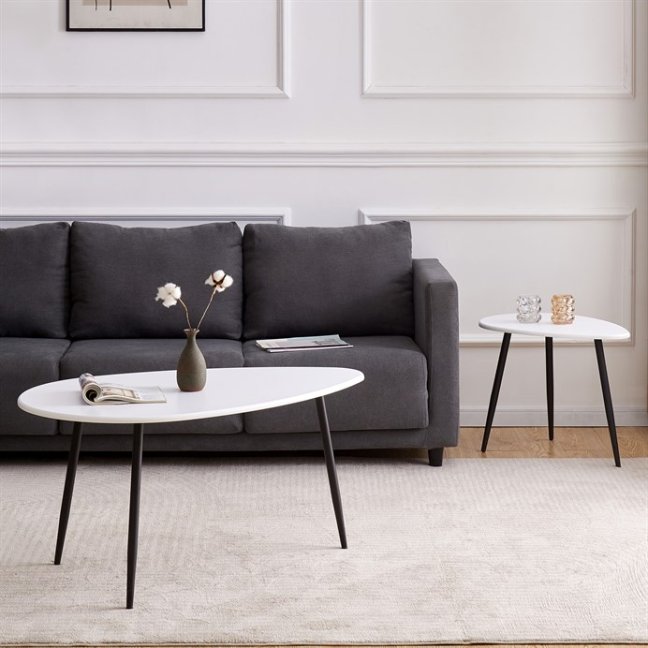 Konferenční stůl MONET — kov, MDF, černá / bílá