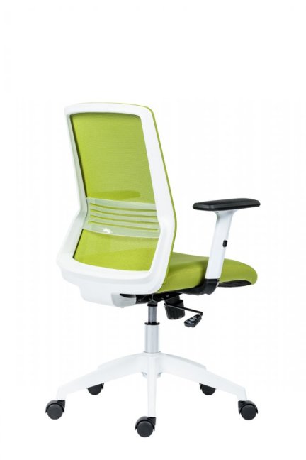 Kancelářská ergonomická židle NOVELLO WHITE — síť / látka, bílá / zelená